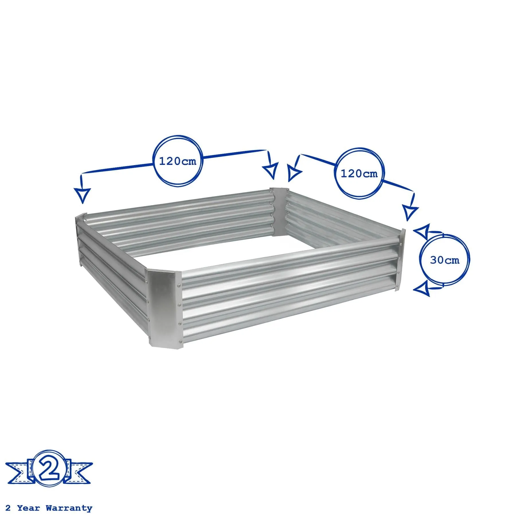 120cm x 120cm Square Galvanised Steel Raised Garden Bed - By Harbour Housewares