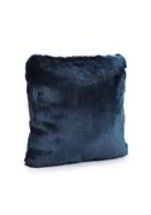 24" Blue Faux Fur Pillow