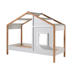 BABS 91 House Bed in White & Natural with Trundle Drawer