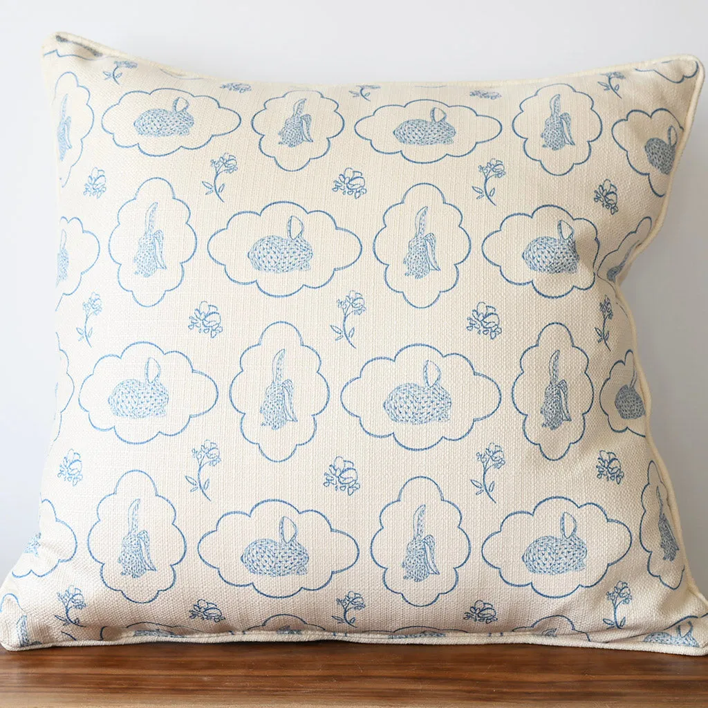 Blue Bunny Pattern Oversized Square Pillow