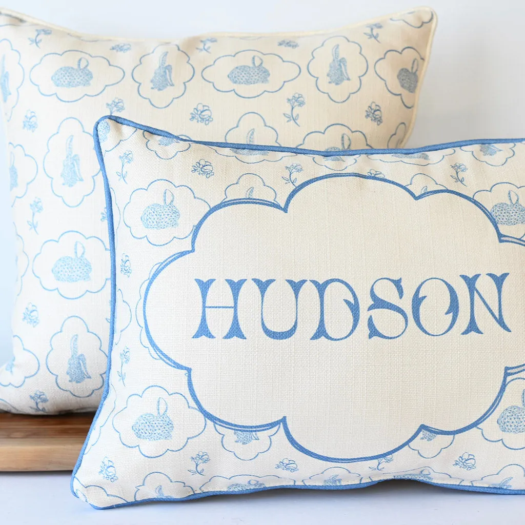 Blue Bunny Pattern Oversized Square Pillow