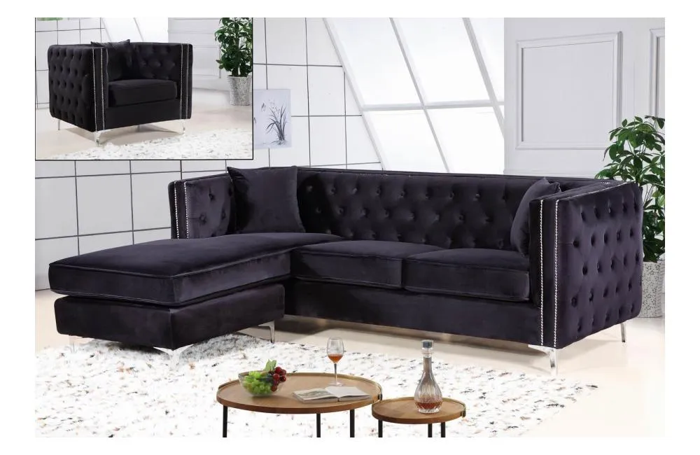 Cady Black Sectional Sofa