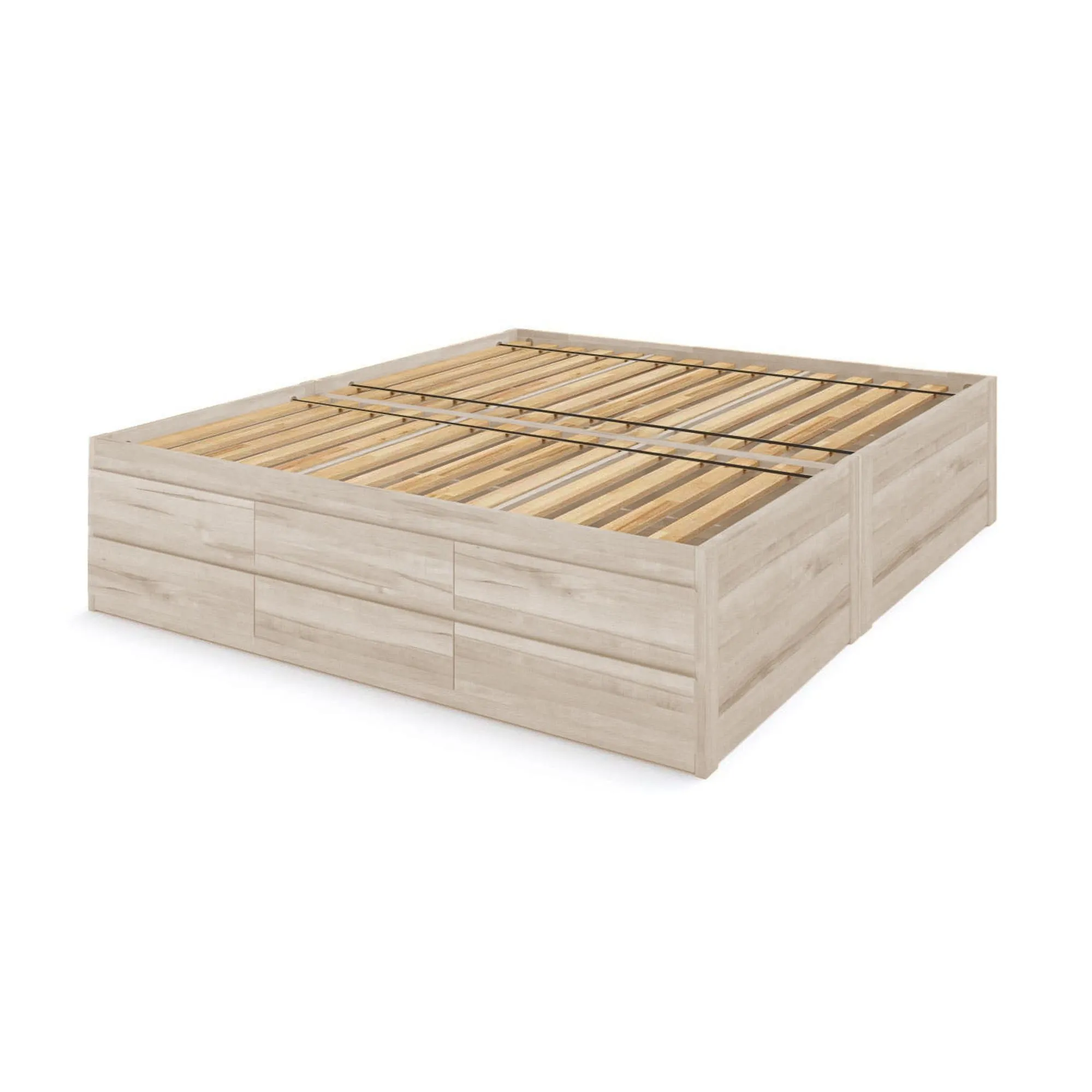 Captains Bed Eco Solid Wood Queen Size w/6 Drawers (Double Level)