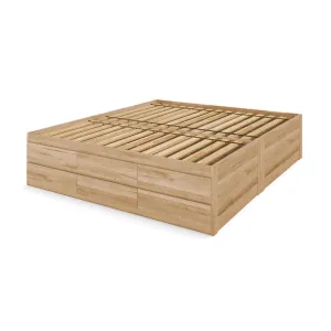 Captains Bed Eco Solid Wood Queen Size w/6 Drawers (Double Level)