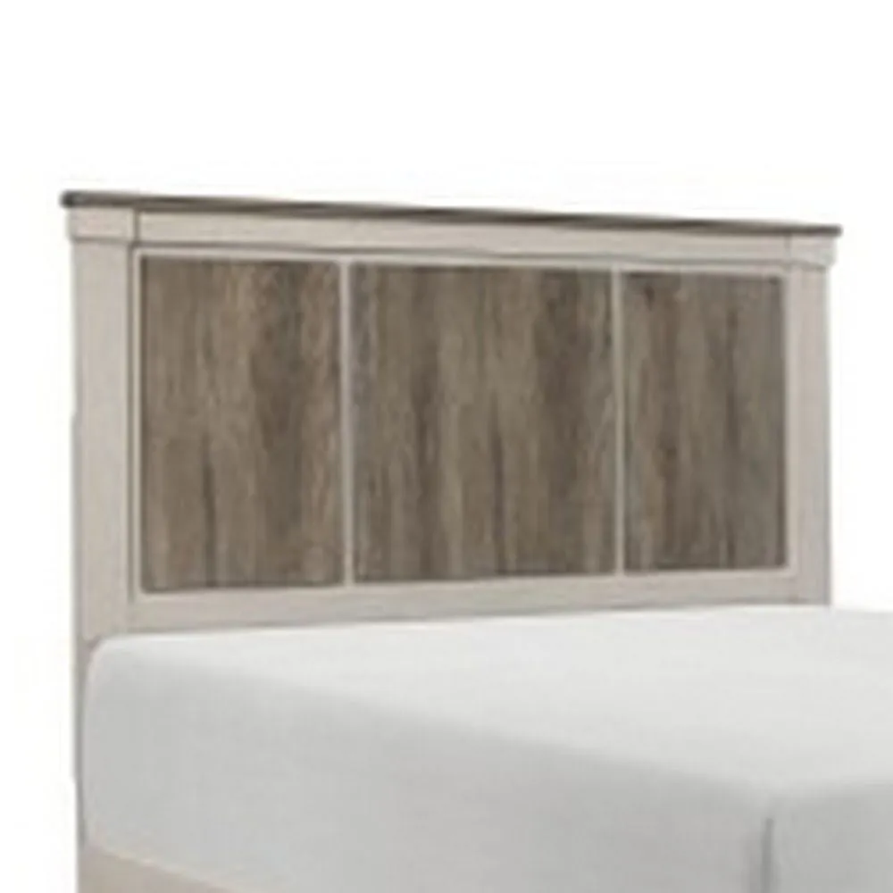 Caro Classic Queen Bed, Minimalist Design, Two Toned Weathered Gray, White By Casagear Home