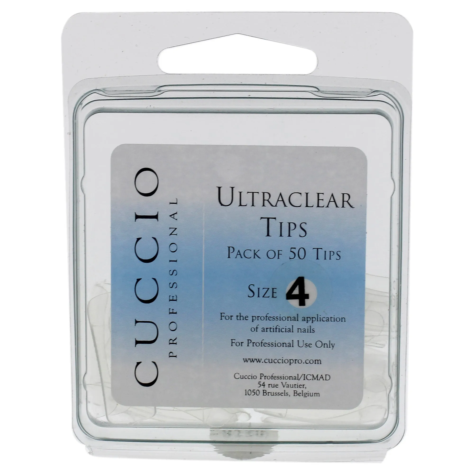Cuccio Professional Pack of 50 Ultraclear Manicure False Nail Tips - Size 4