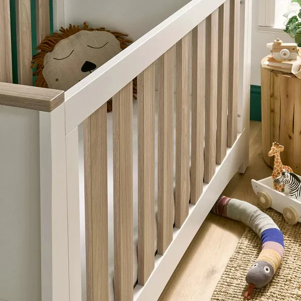 CuddleCo Ada Cot Bed - White & Ash