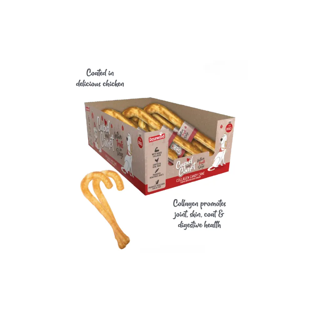 Cupid & Comet Christmas Collagen Candy Canes Dog Treats