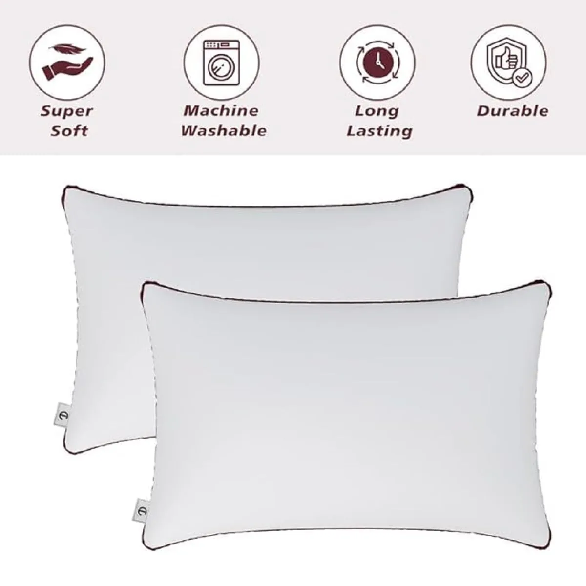 Curious Lifestyle Extra Soft Microfiber Filled Down Alternative Hypoallergenic Premium Sleeping Pillow/Border Pillow Set of 2 (16 x 24 inch Pack of 2)