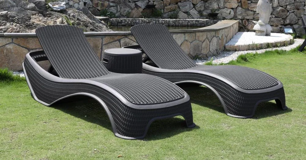 Denver Polypropylene- Sun Lounger and Ice Bucket Set- Black