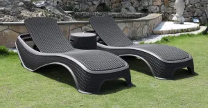 Denver Polypropylene- Sun Lounger and Ice Bucket Set- Black