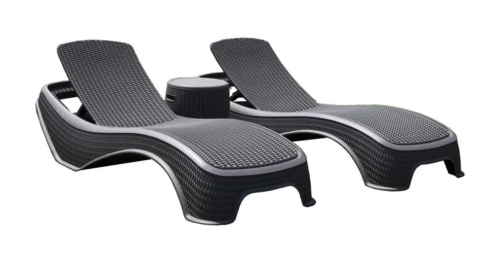 Denver Polypropylene- Sun Lounger and Ice Bucket Set- Black