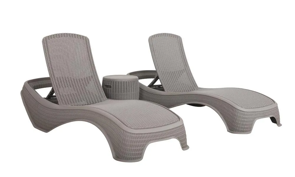 Denver Polypropylene- Sun Lounger and Ice Bucket Set- Grey