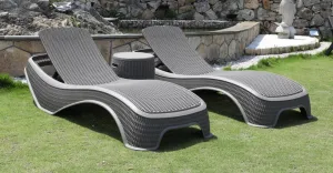 Denver Polypropylene- Sun Lounger and Ice Bucket Set- Grey