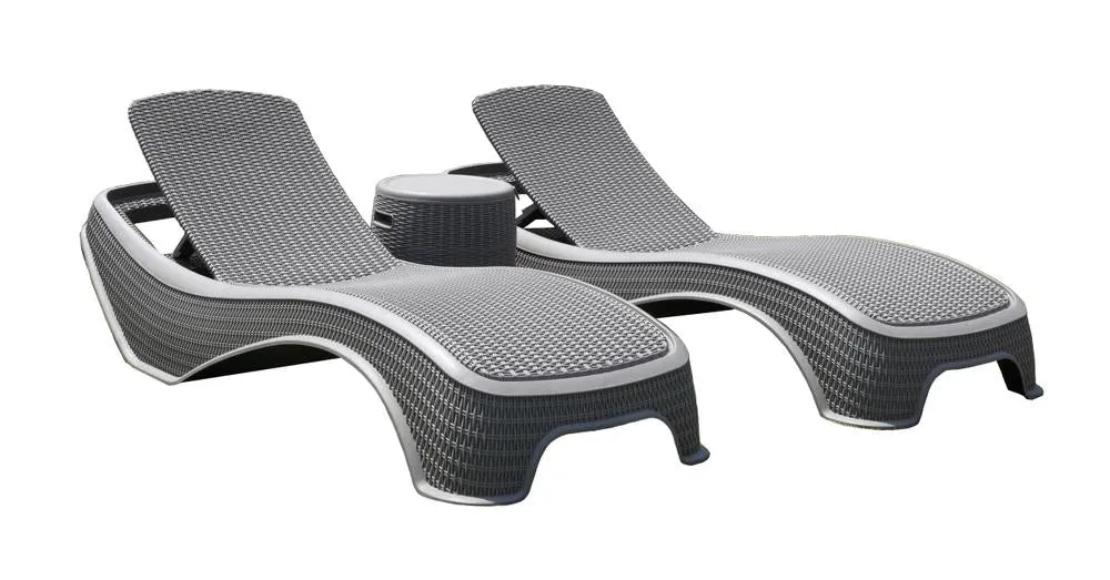 Denver Polypropylene- Sun Lounger and Ice Bucket Set- Grey
