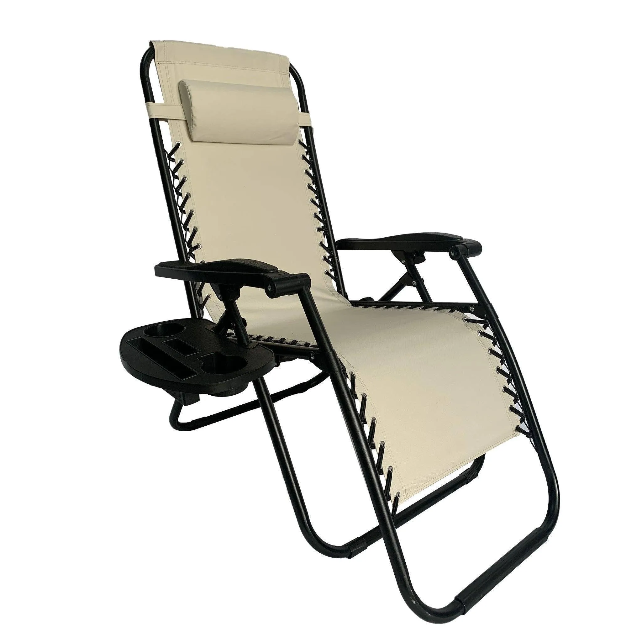 Folding Recliner Chair Lounger With Tray - Set Of 2-BSC-012