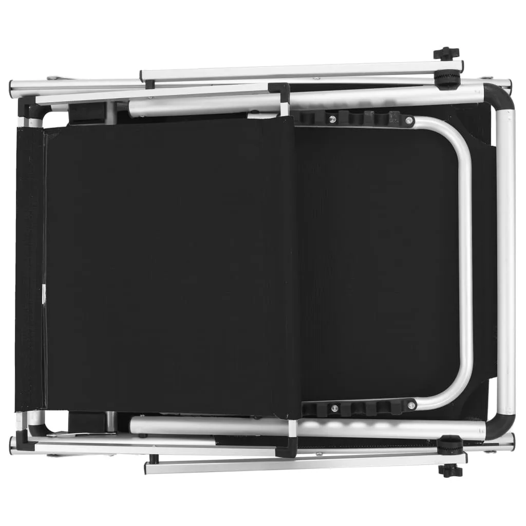 Folding Sun Loungers with Roof 2 pcs Aluminium&Textilene Black