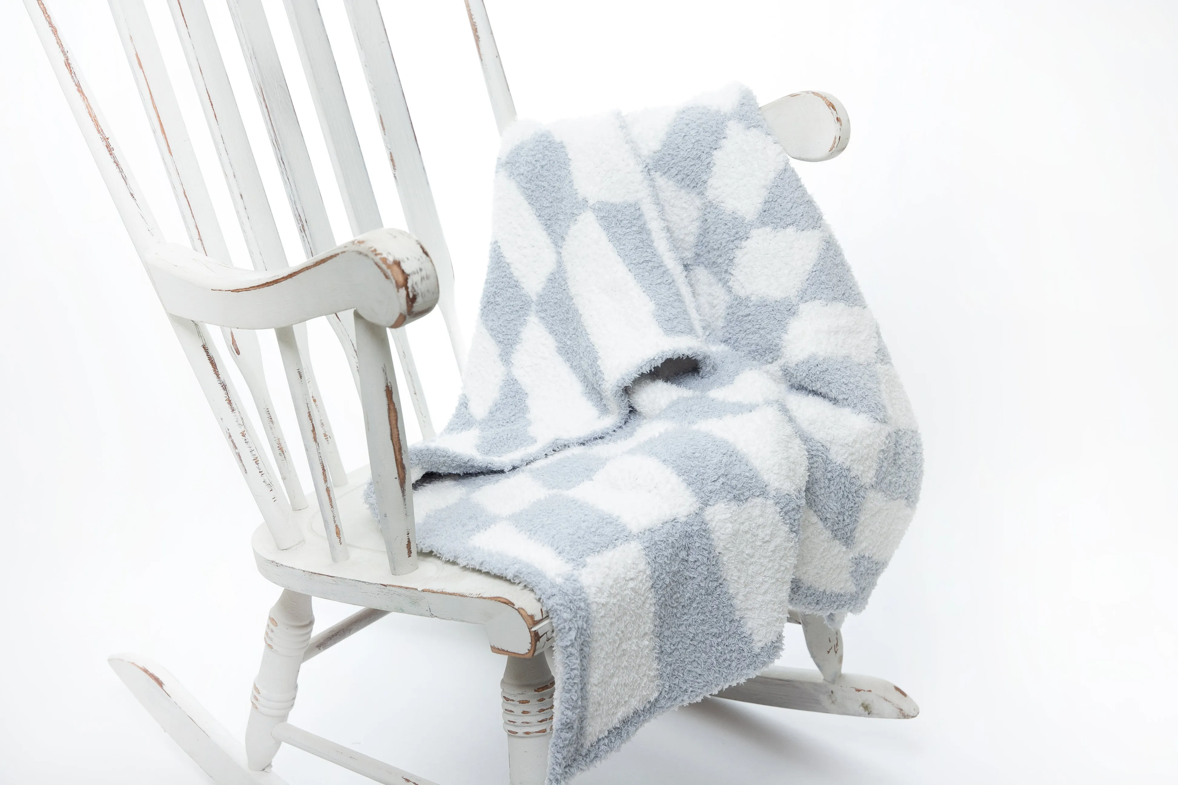 Frozen & White Wavy Checker Print Toddler Blanket