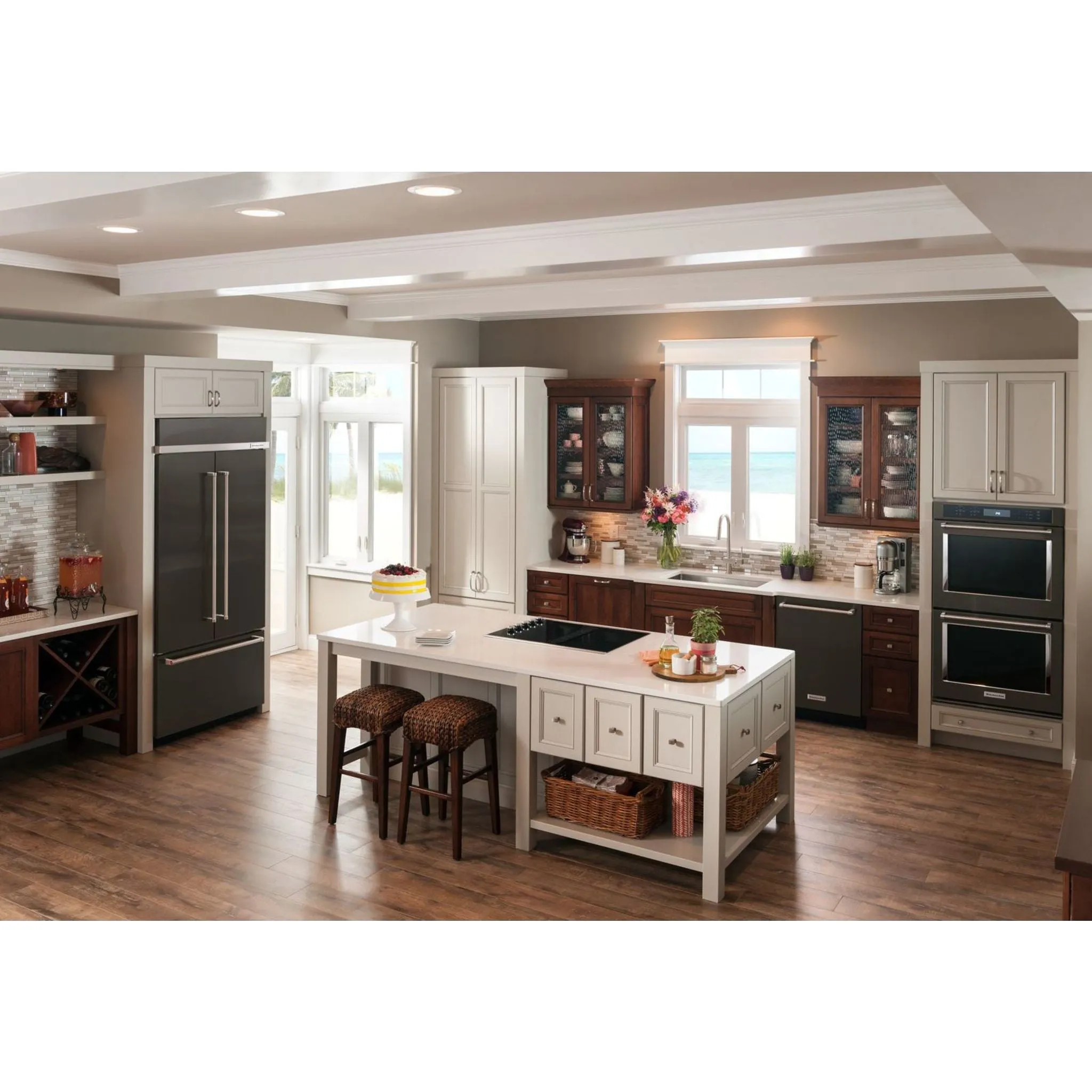 KitchenAid  20.8 cu. ft. 36" Width Built In Stainless Steel French Door Refrigerator with Platinum Interior Design (KBFN506EBS)