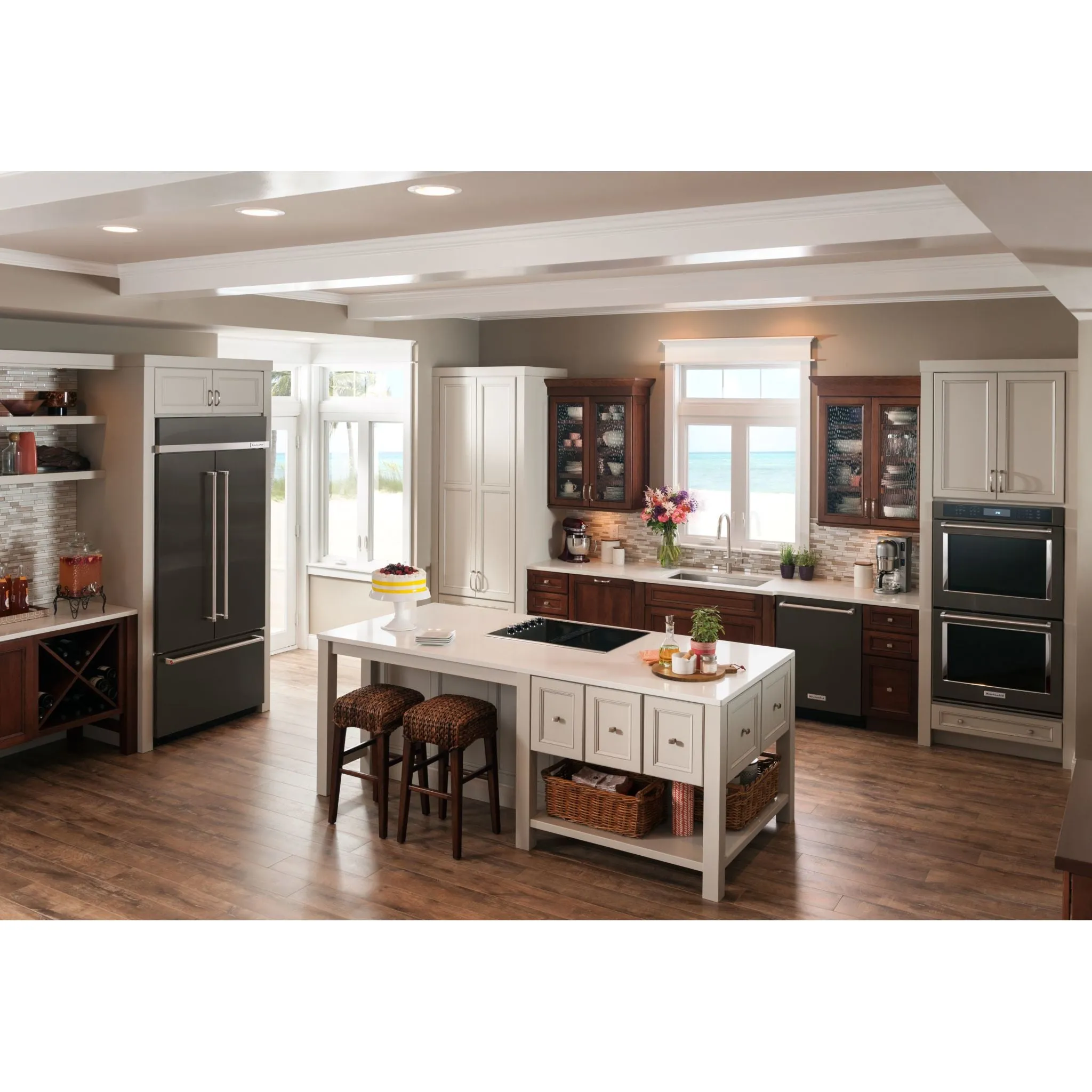 KitchenAid  20.8 cu. ft. 36" Width Built In Stainless Steel French Door Refrigerator with Platinum Interior Design (KBFN506EBS)