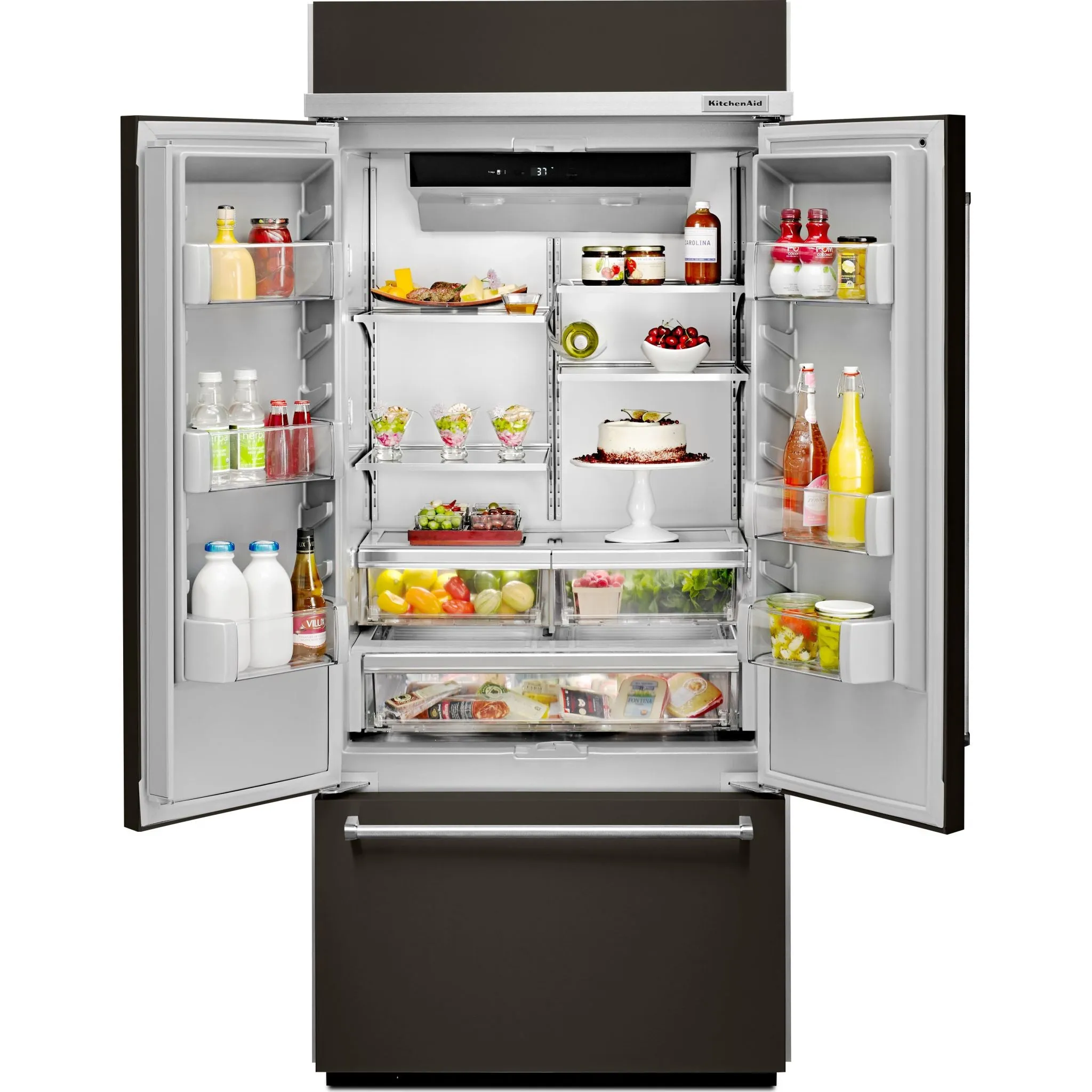 KitchenAid  20.8 cu. ft. 36" Width Built In Stainless Steel French Door Refrigerator with Platinum Interior Design (KBFN506EBS)