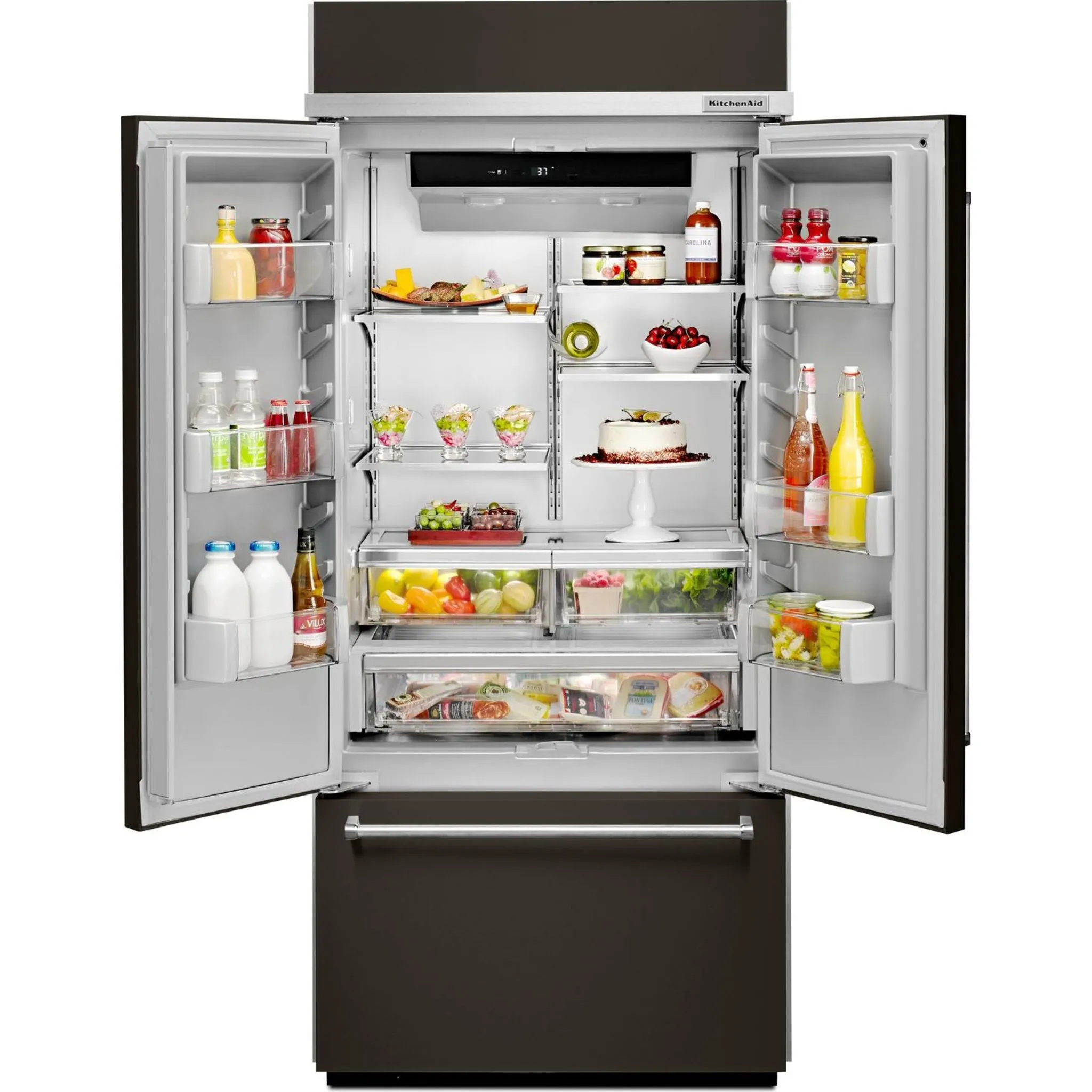 KitchenAid  20.8 cu. ft. 36" Width Built In Stainless Steel French Door Refrigerator with Platinum Interior Design (KBFN506EBS)