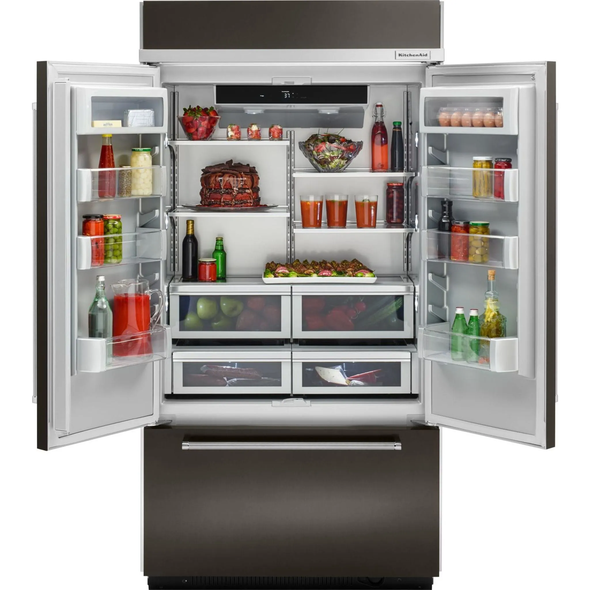 KitchenAid  24.2 cu. ft. 42" Width Built-In Stainless French Door Refrigerator with Platinum Interior Design (KBFN502EBS)