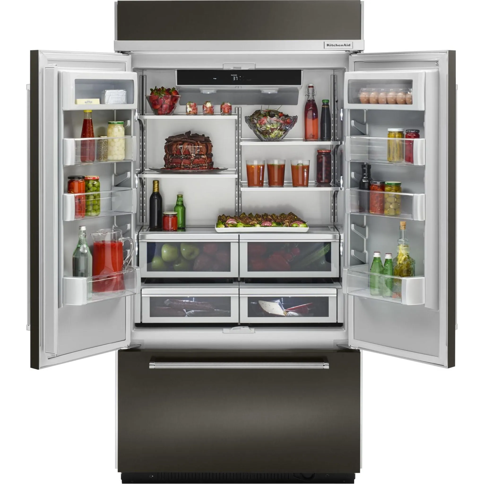 KitchenAid  24.2 cu. ft. 42" Width Built-In Stainless French Door Refrigerator with Platinum Interior Design (KBFN502EBS)