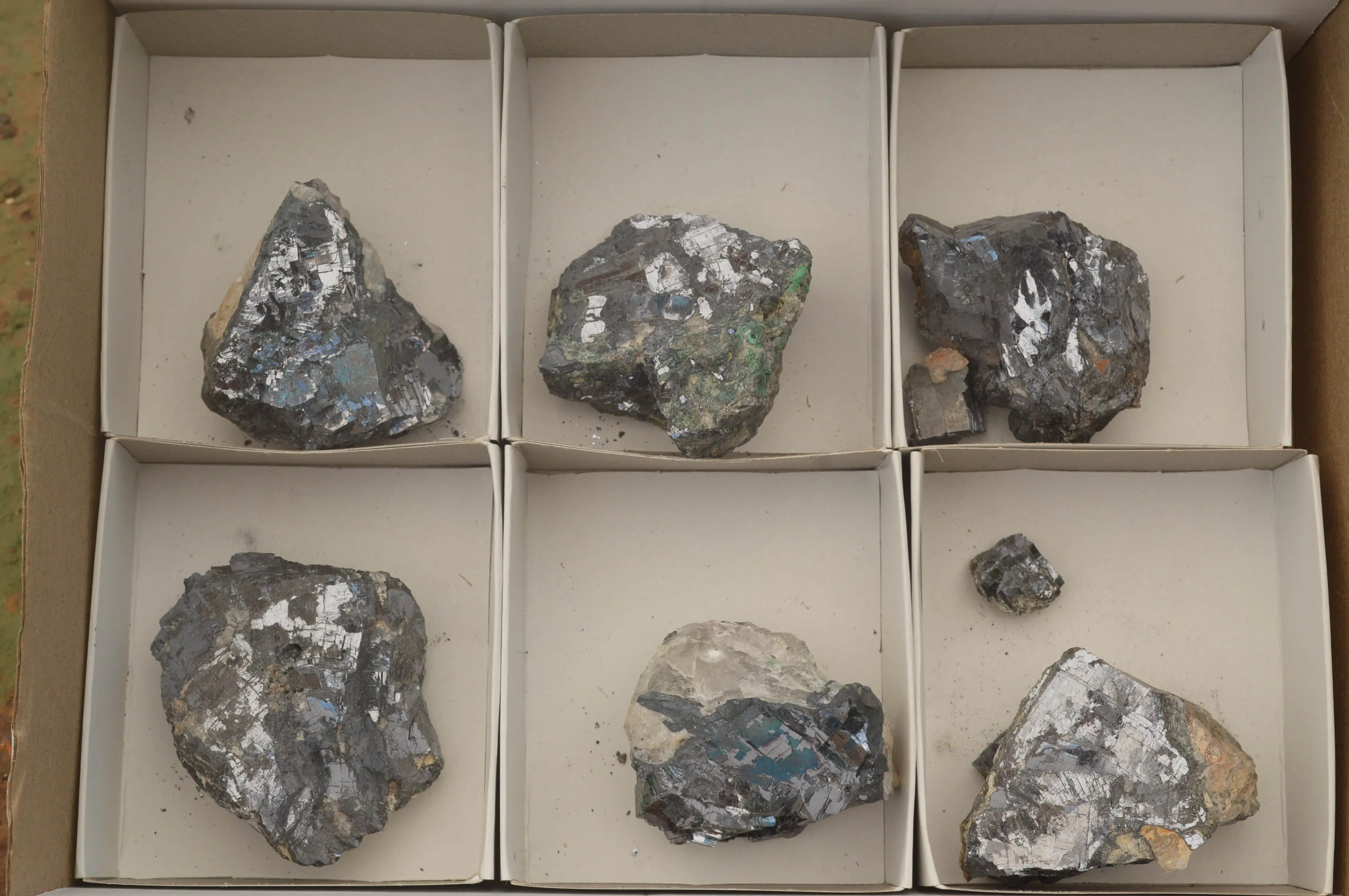 Natural Silver Lead Galena Specimens (Some With Copper) x 6 From Namibia