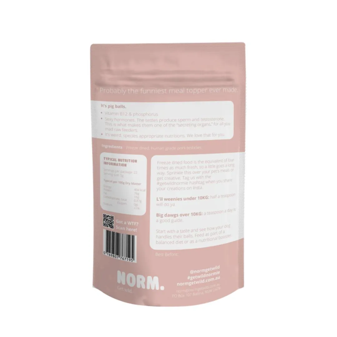 NORM. Pork Testes Freeze Dried Meal Topper for Dogs and Cats
