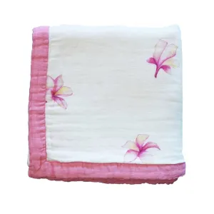 Plumeria Hawaiian Bamboo and Cotton blend Quilt