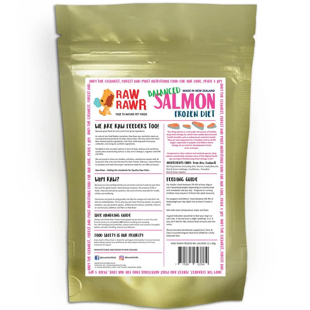 Raw Rawr Salmon Frozen Balanced Diet Dog Food 1.1kg
