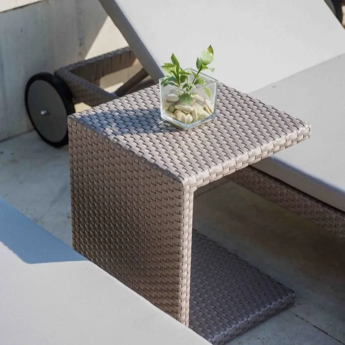 Skyline Design Miami Rattan Sunlounger Side Table