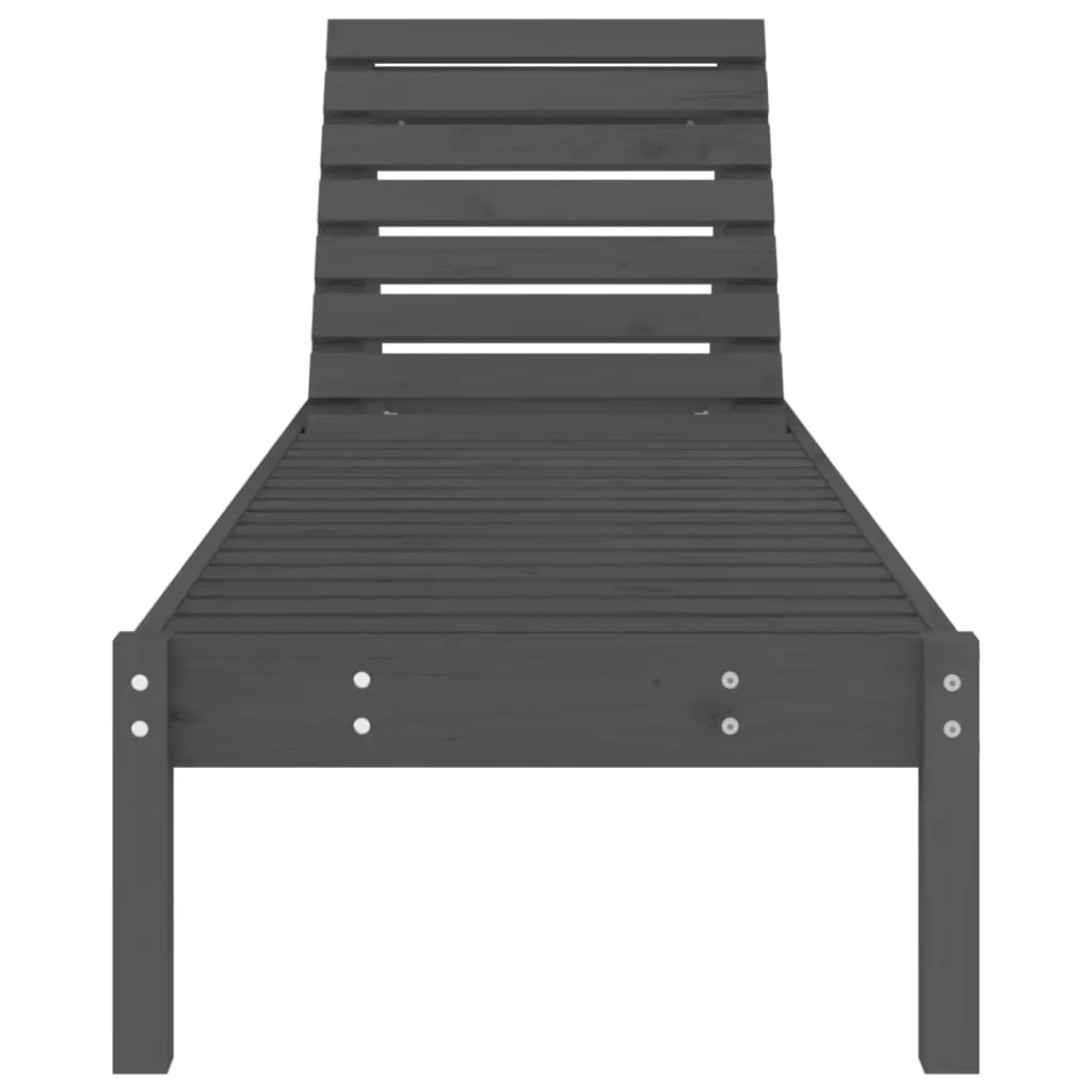 Sun Loungers 2 pcs Grey 199.5x60x74 cm Solid Wood Pine