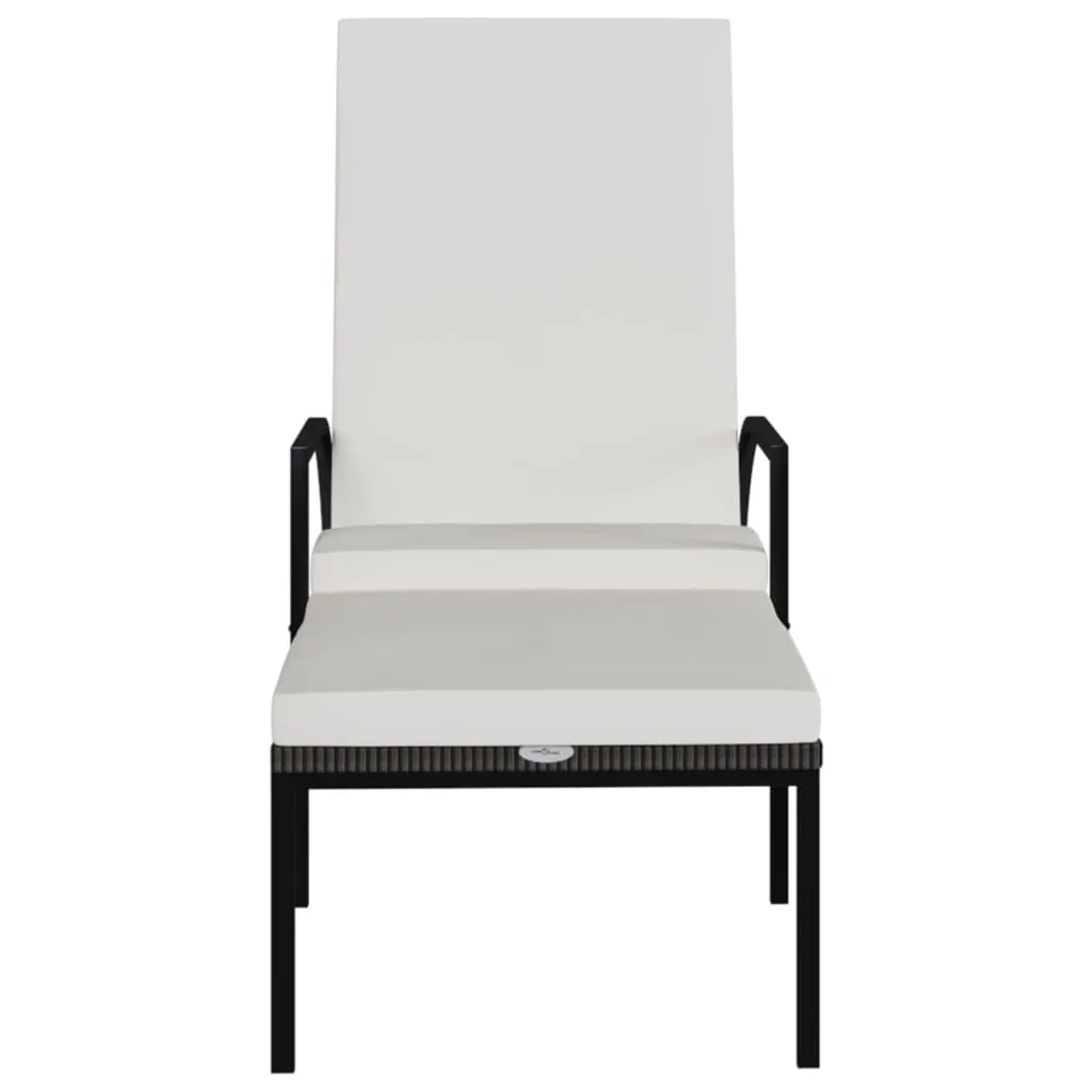 Sun Loungers 2 pcs with Footrest PE Rattan Brown