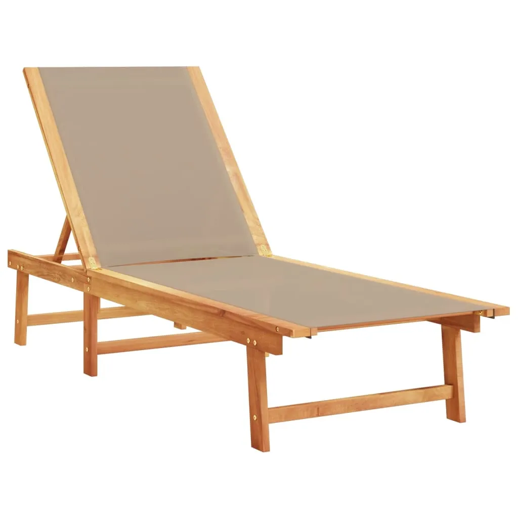 Sun Loungers 2 pcs with Table Taupe Solid Wood Acacia and Textilene