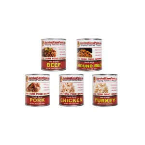Survival Cave Mixed 12 – 28 oz Cans – 3 Beef, 3 Turkey, 3 Pork, 3 Ground Beef – Ready to Eat Canned Meat – Full Case