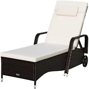 Tangkula Patio Chaise with Wheels, 6 Positions Adjustable Outdoor Lounger Chair with Steel Frame
