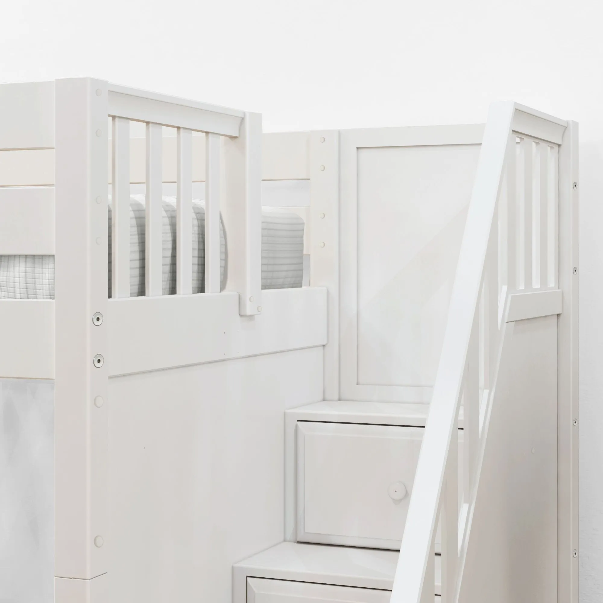 Twin Low Bunk Bed with Stairs