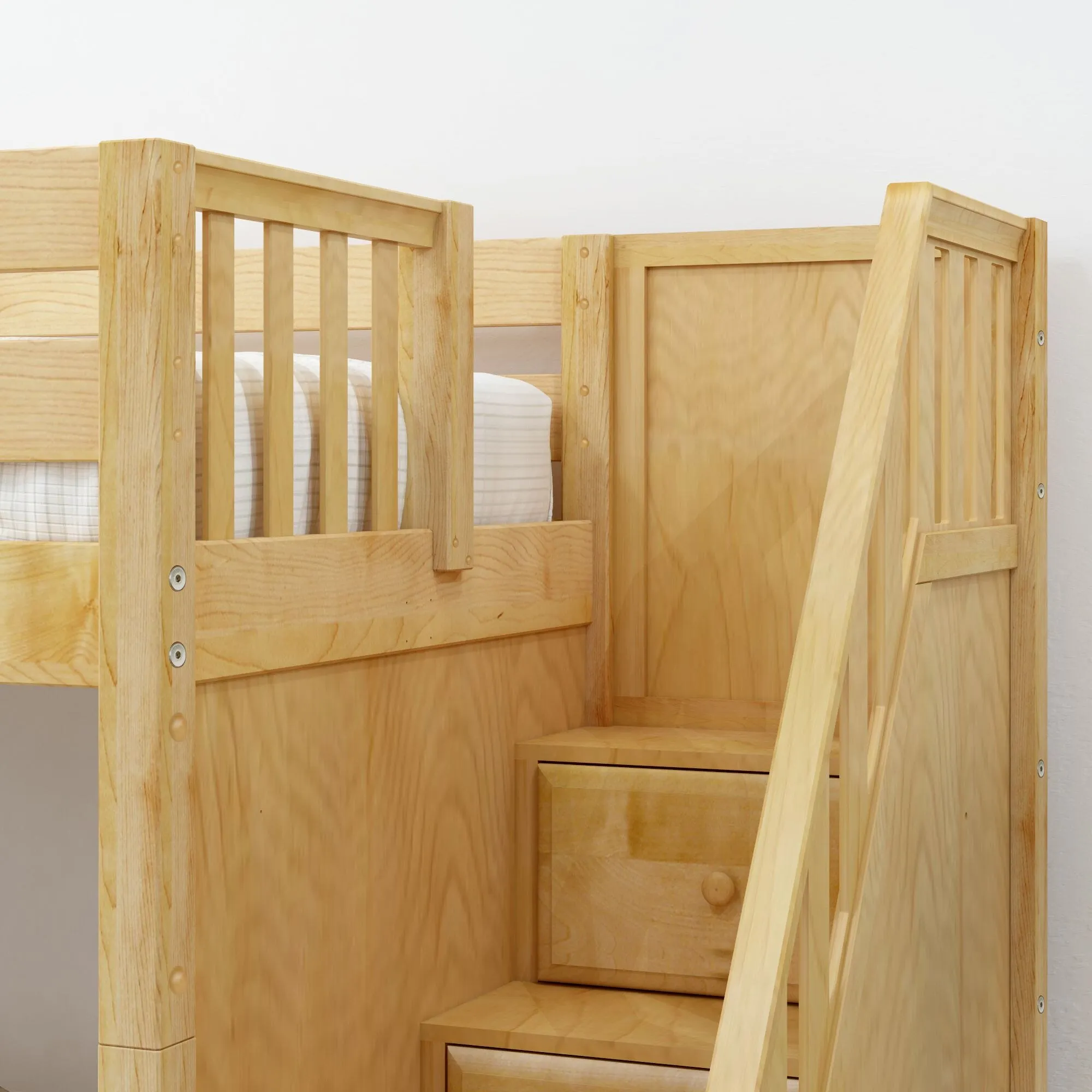 Twin Low Bunk Bed with Stairs