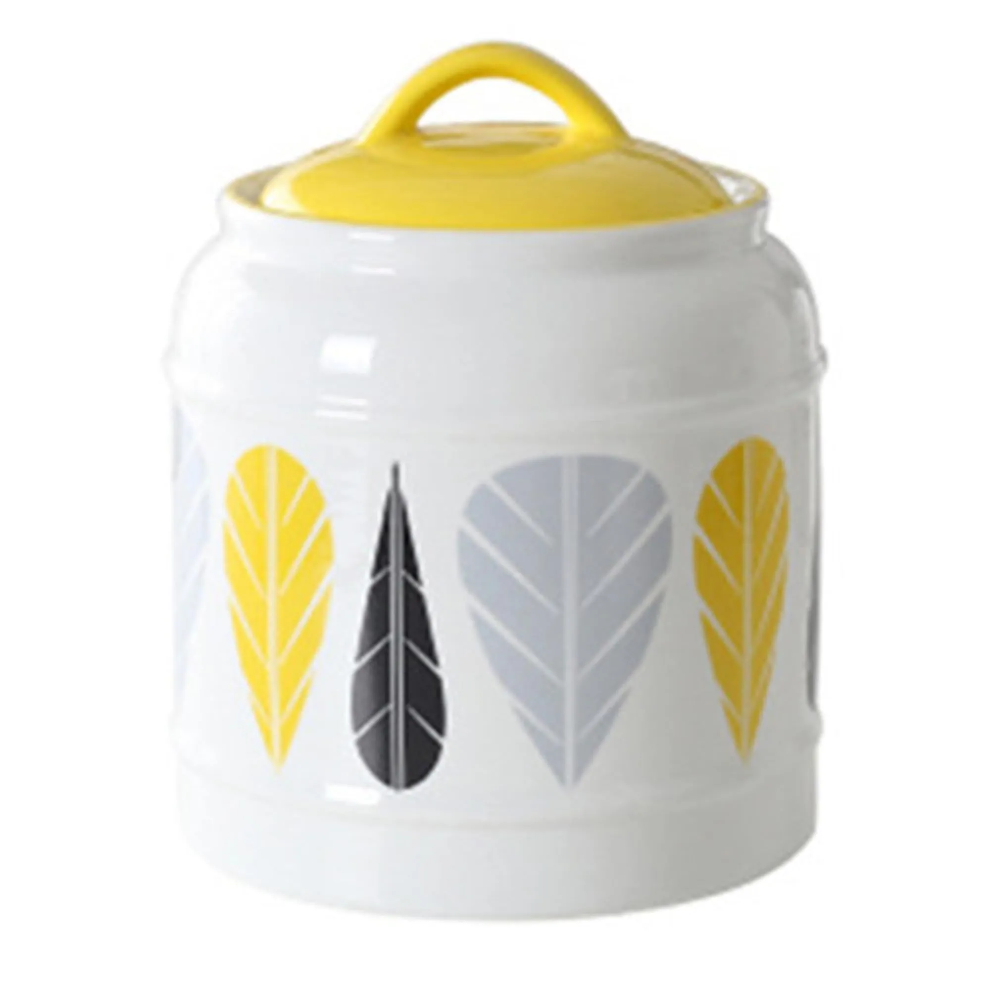 UMAI Ceramic Jar | 2.5 Litre Capacity | Printed Leaf Design | Multipurpose Kitchen Storage Jar for Kitchen Storage with Lid |
