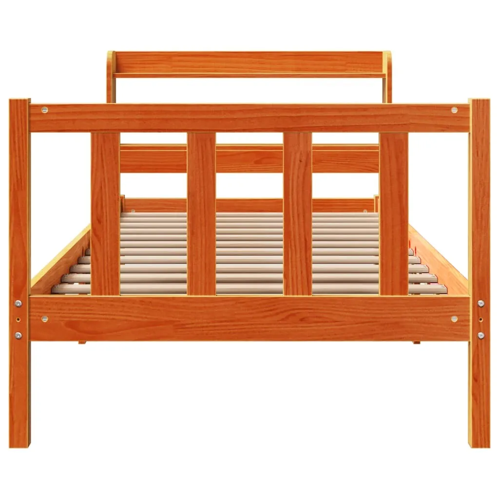 vidaXL Bed Frame with Headboard without Mattress Wax Brown 100x200 cm