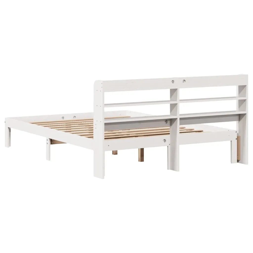 vidaXL Bed Frame with Headboard without Mattress White 135x190 cm Double