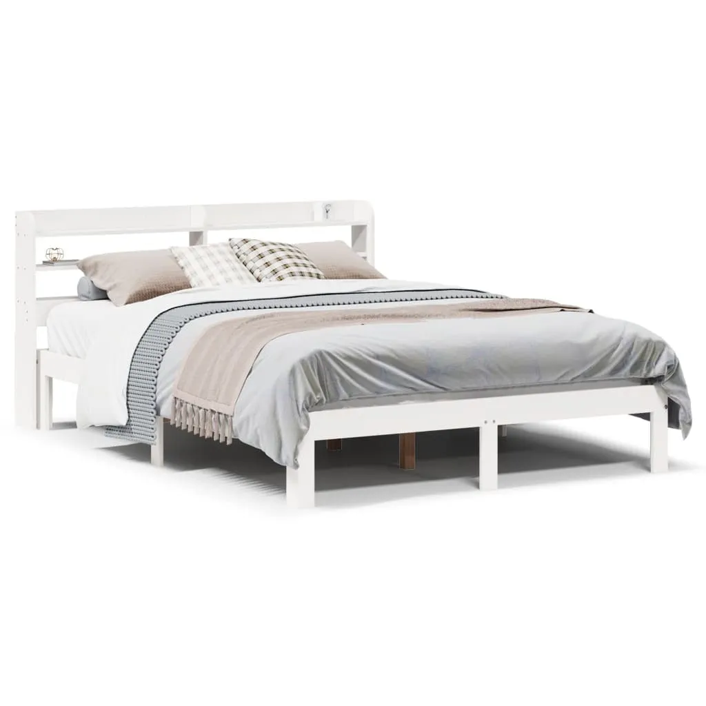 vidaXL Bed Frame with Headboard without Mattress White 135x190 cm Double