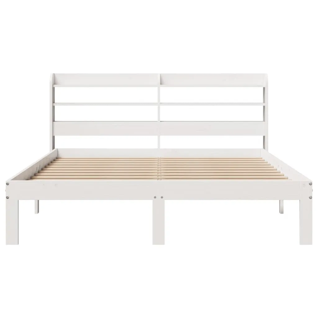 vidaXL Bed Frame with Headboard without Mattress White 135x190 cm Double
