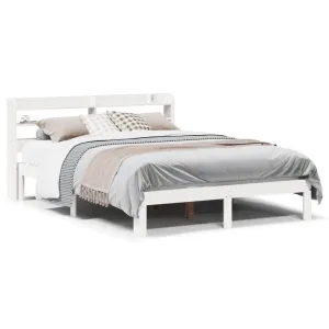 vidaXL Bed Frame with Headboard without Mattress White 135x190 cm Double