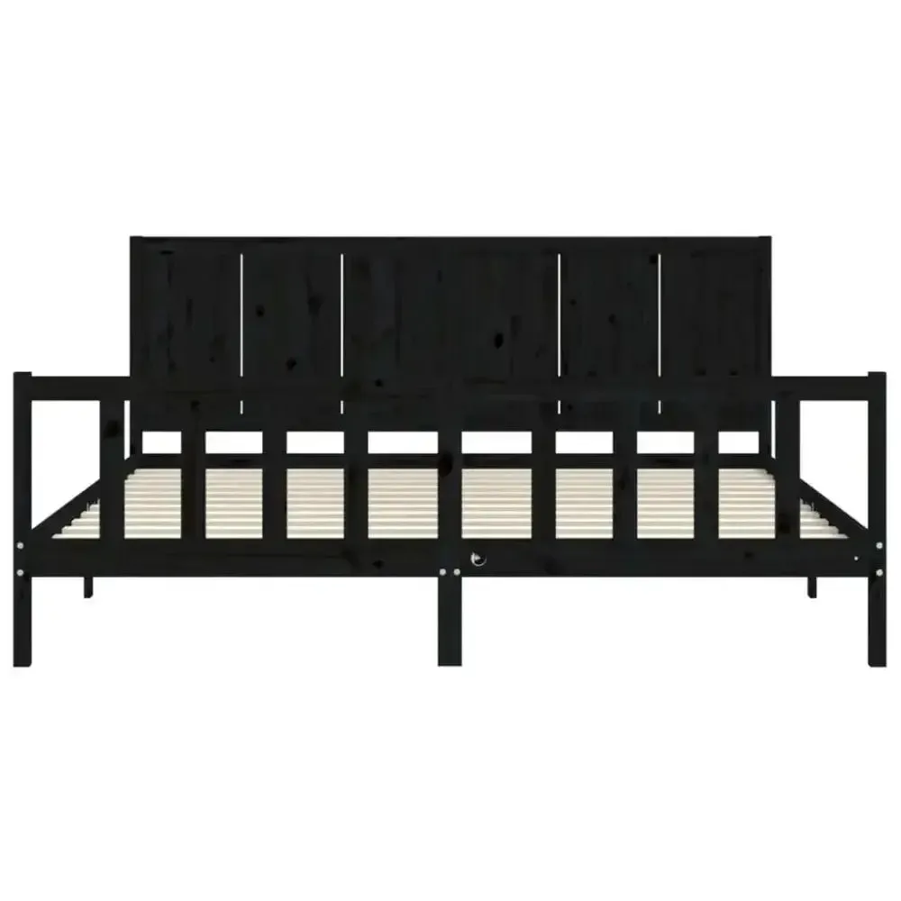 vidaXL Bed Frame without Mattress Black 200x200 cm Solid Wood Pine