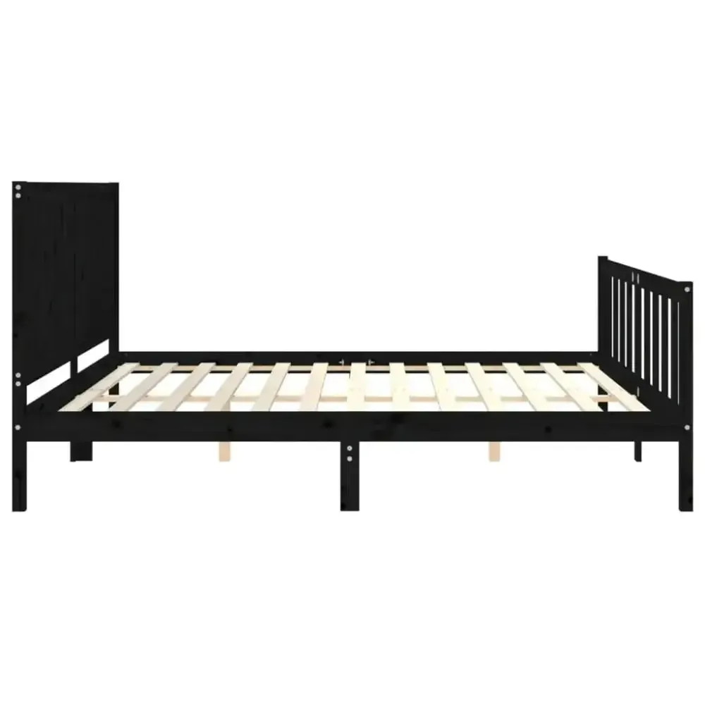 vidaXL Bed Frame without Mattress Black 200x200 cm Solid Wood Pine