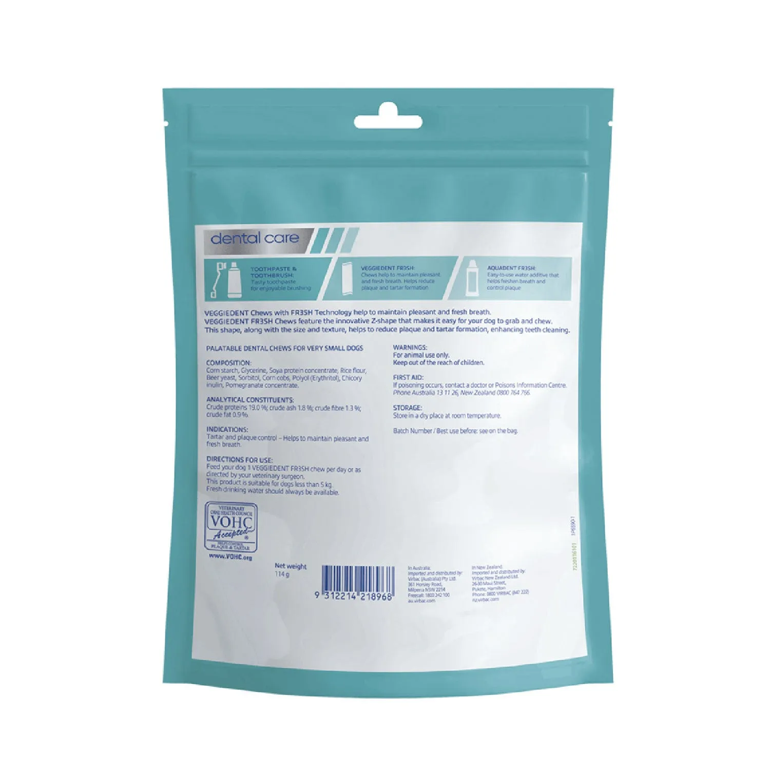 Virbac Veggiedent Fr3sh Chews Dental Dog Treat X-Small 15pk