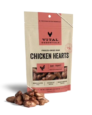 Vital Essentials Freeze-Dried Chicken Hearts Dog Treats 1.9oz